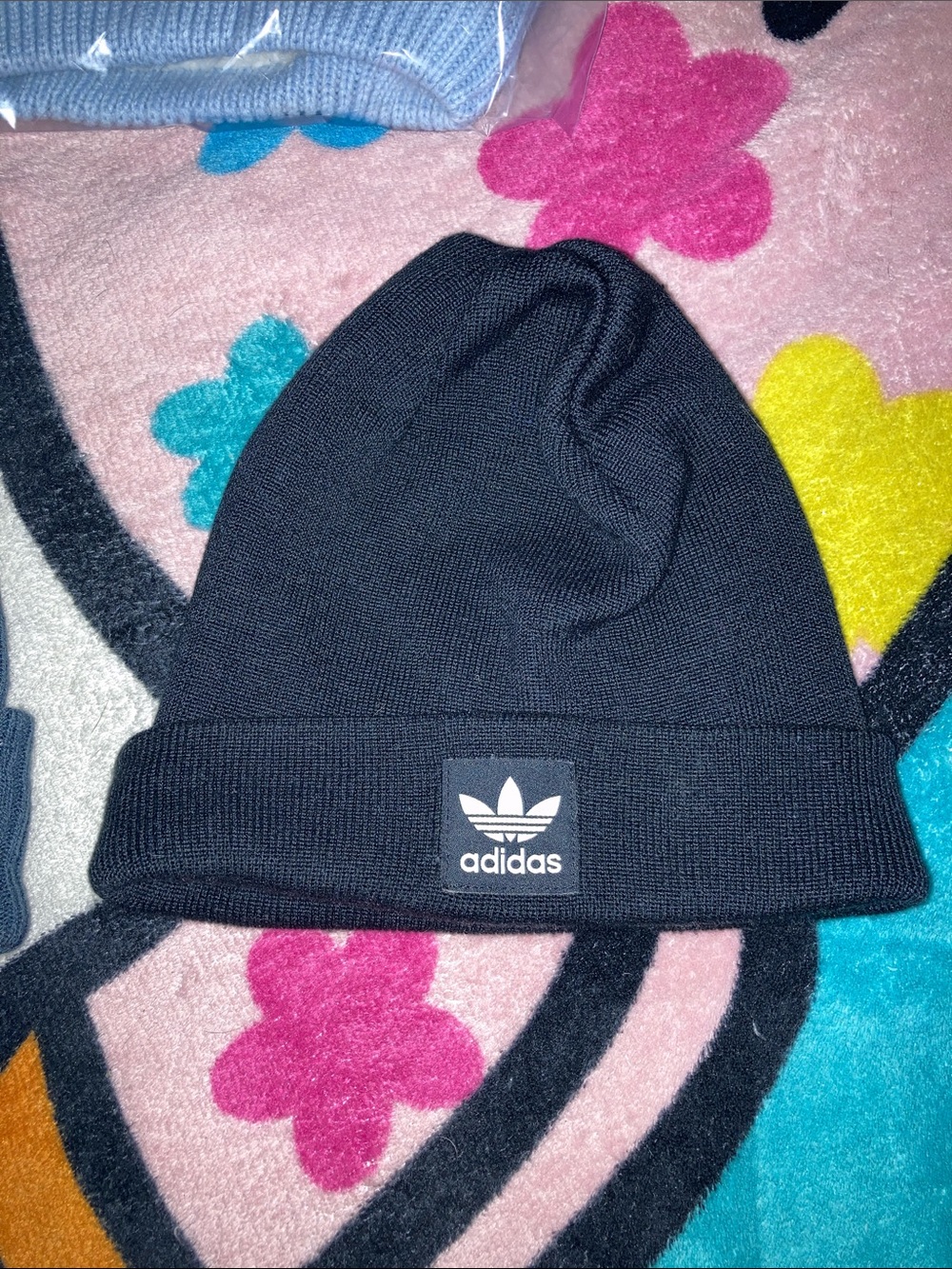 Adidas Black Knit Cuffed Beanie with Trefoil Patch